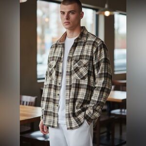 Vintage Briggs Men's Wool Blend Flannel Shirt - Size Large